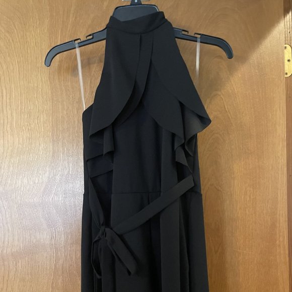 Brand New Bebe Women's Ruffle Halter Tie Neck Jumpsuit Pants Black Size 6 - Picture 4 of 7